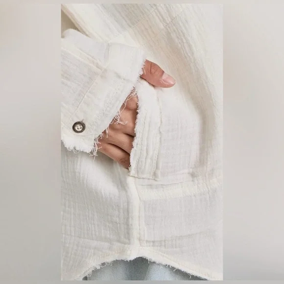 We The Free Womens Daydream White Cotton Tunic Button-Down Top Shirt NWT Small - Picture 12 of 17